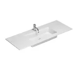 Large bathroom in green colors with vanity unit, brass framed oval mirror and beautiful framed doors