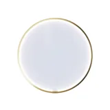 Large and romantic bathroom with brass framed round mirror