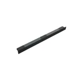 Stylish bathroom inspiration with beige vanity unit with inner drawer, upper cabinet, open shelf, oval mirror with lighting, matching pendants, shelf under the mirror, and wall-mounted toilet. Walls with light, elongated tiles