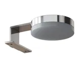 Large bathroom inspiration in Nordic style with bathroom furniture in light blue colour and wooden countertop with elegant countertop basin, herringbone wooden floor creating a bright and classic style