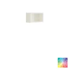 Bathroom inspiration with washbasin cabinets and wall cabinets in light oak with grooves, elegant double sink, beautiful mirror cabinet with light, herringbone floor in light wood, and white marble wall give a classic, bright, and sleek look.