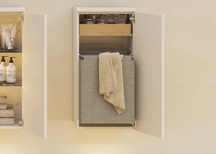 Bathroom inspiration with wall cabinets and base cabinets, making storage both optimal and aesthetic